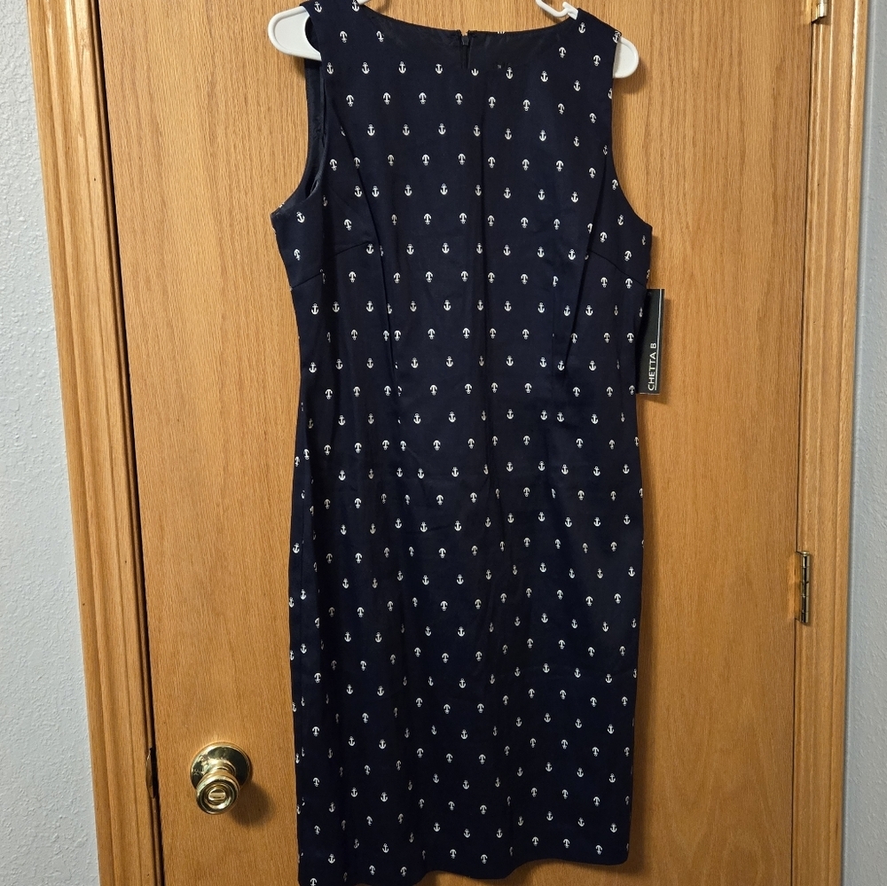NWT Chetta B Anchor Dress Navy and White Size 10